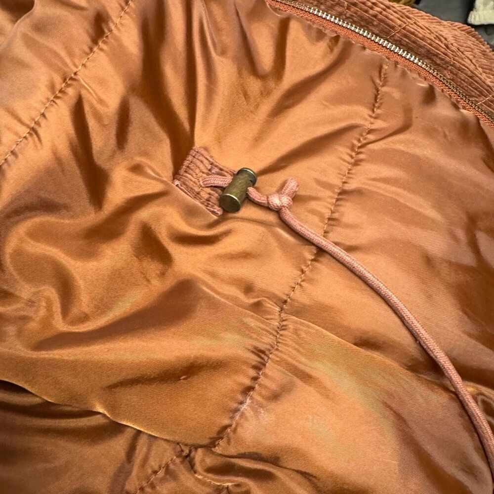American Eagle rust corduroy hooded knee length jacket size XS - Picture 11 of 12